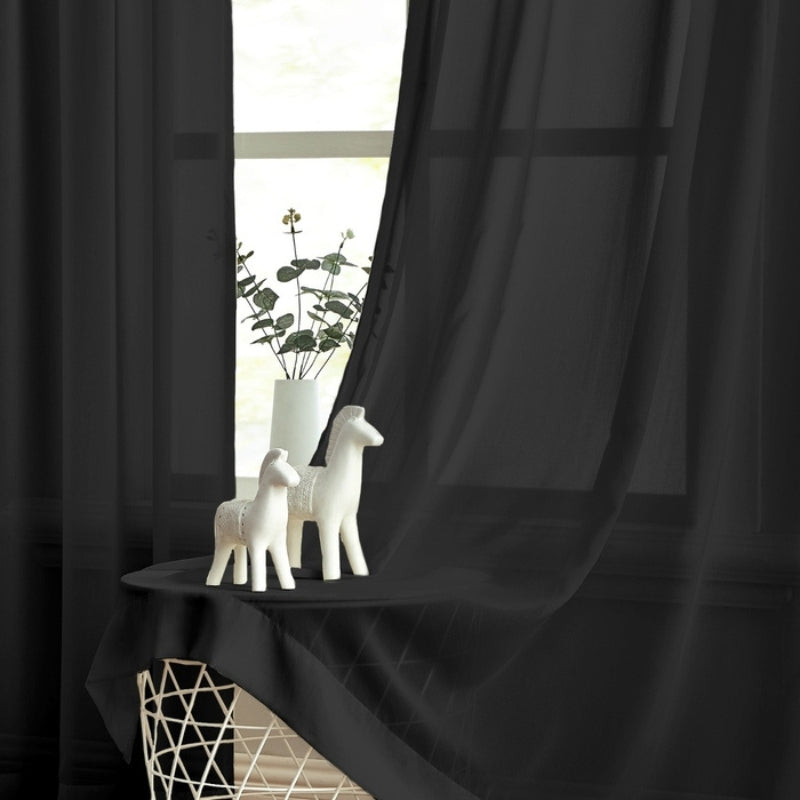 Mira Solid Sheer Custom Curtains Pleated