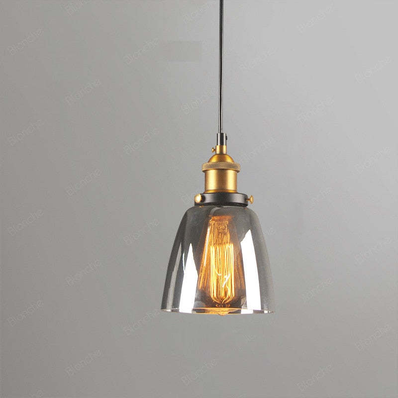 Levy Industrial Glass Pendant Light Clear/Amber/Smoke Grey
