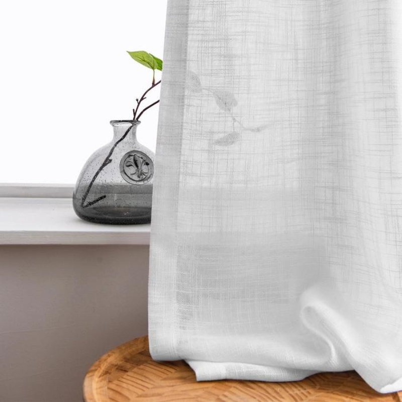 Ela Linen Semi Sheer Curtains Soft Top