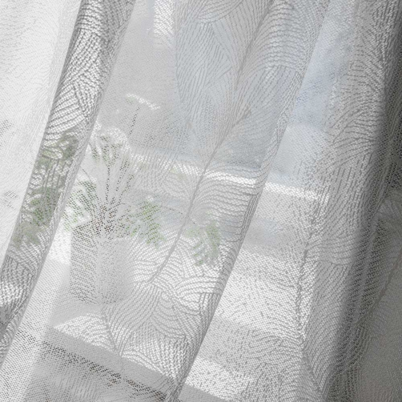 Mia Leaf Pattern Sheer Curtains Pleated