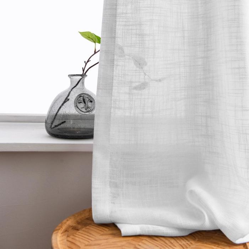 Ela Linen Semi Sheer Curtains Pleated