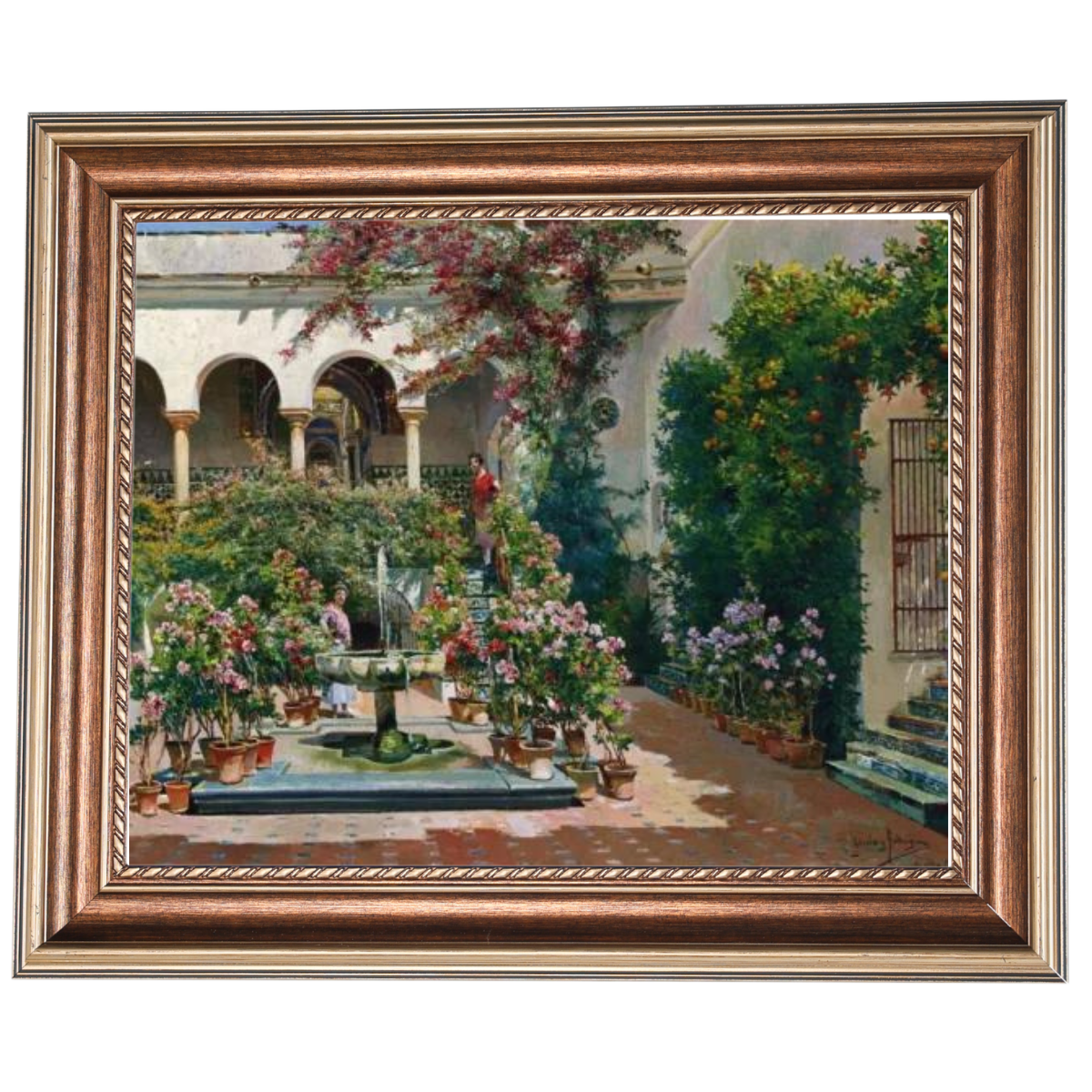 A Courtyard in Seville- Vintage  Canvas Wall Art Prints Decor For Living Room