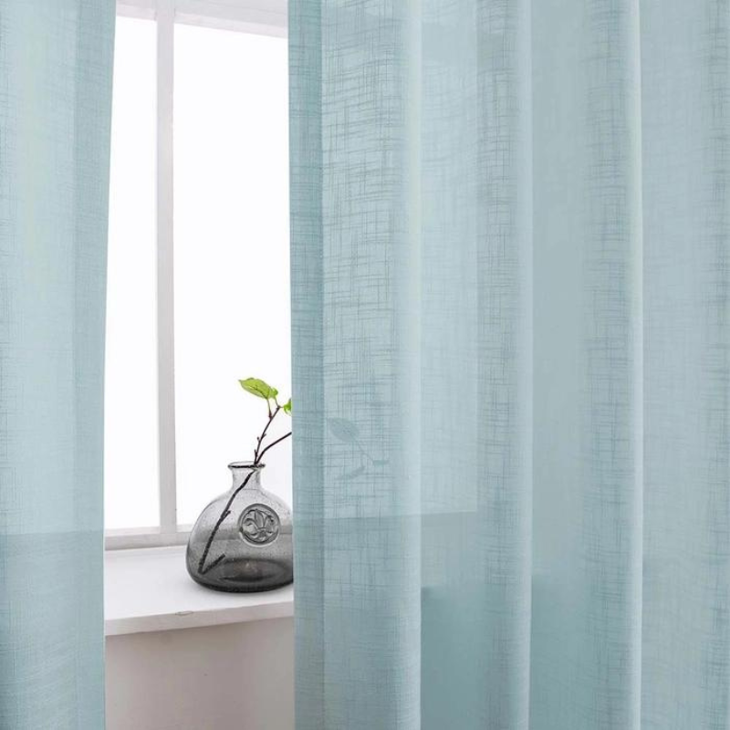 Ela Linen Semi Sheer Curtains Pleated