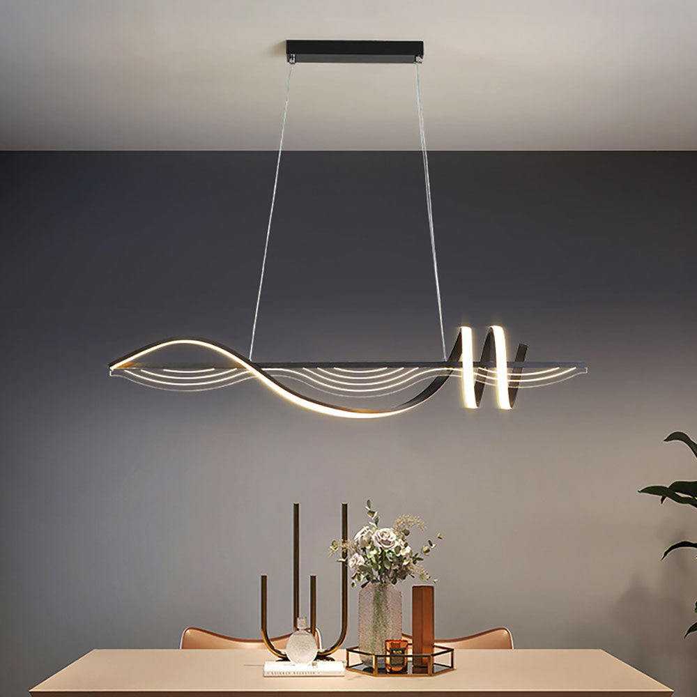 Louise Contemporary Style Linear Metal Pendant Light White/Black