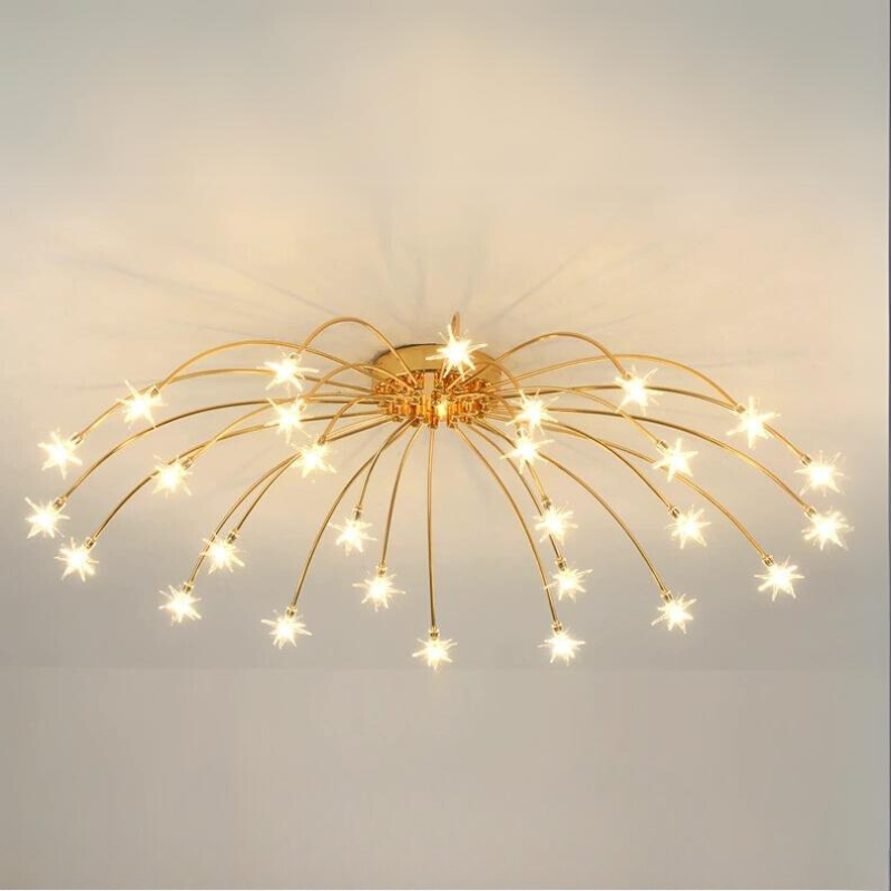 Madina Art Deco Starry Metal/Glass Flush Mount Ceiling Light Black/Gold/Chrome