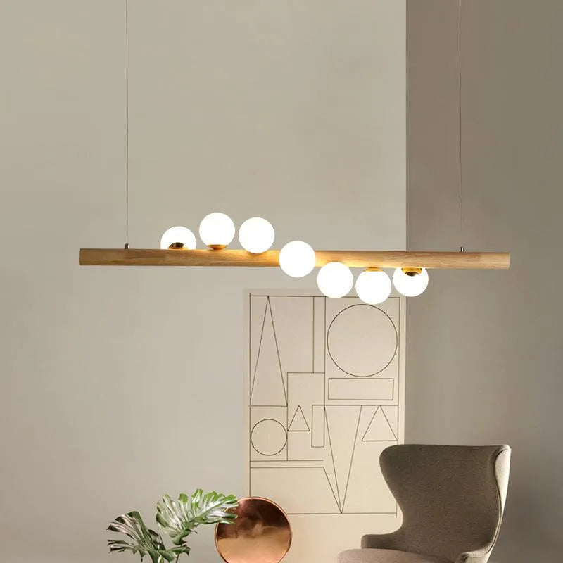 Valentina Glass Bubble Pendant Light Wood/Walnut