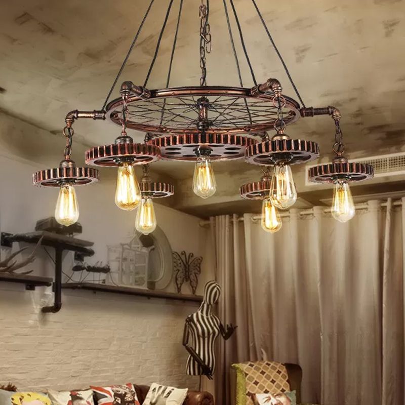 Alessio Industrial Metal Gear Ring Pendant Light