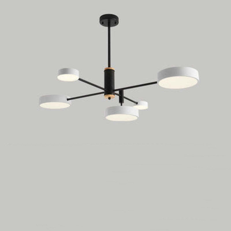 Sienna Pendant Light LED, Metal & Wood, Grey/White/Gold