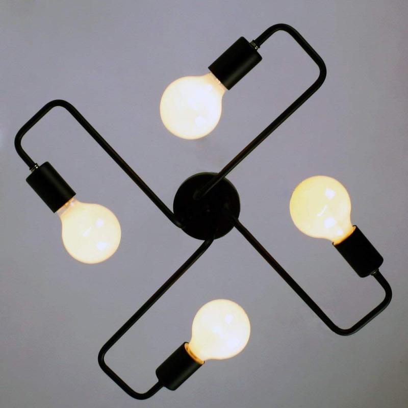 Vintage Modern Minimalist Industrial Metal Black Ceiling Lamp