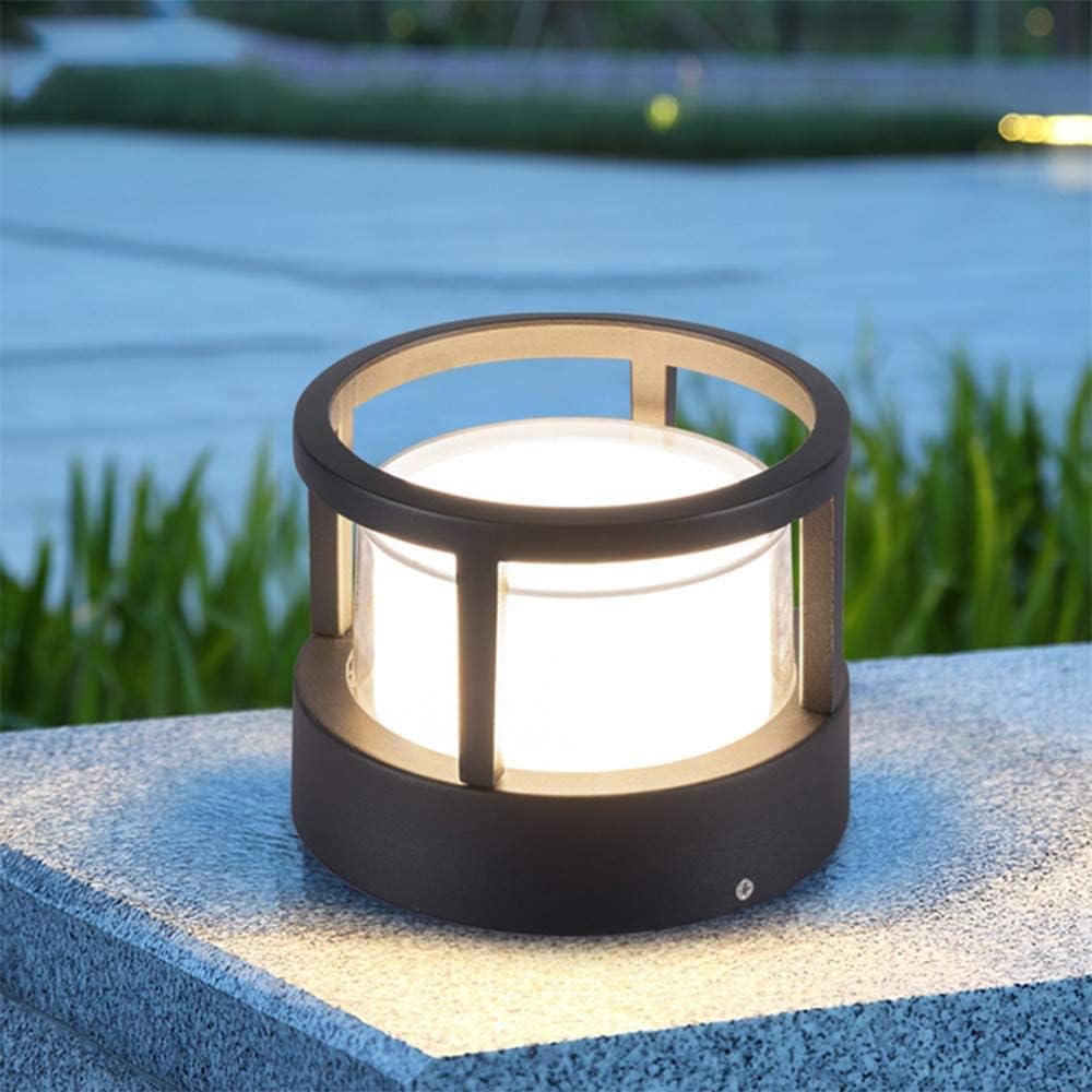 Pena Modern Metal Cylindrical Outdoor Bollard Light, Black