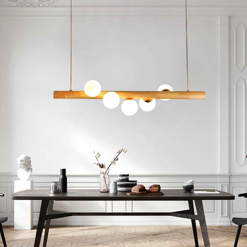 Valentina Glass Bubble Pendant Light Wood/Walnut