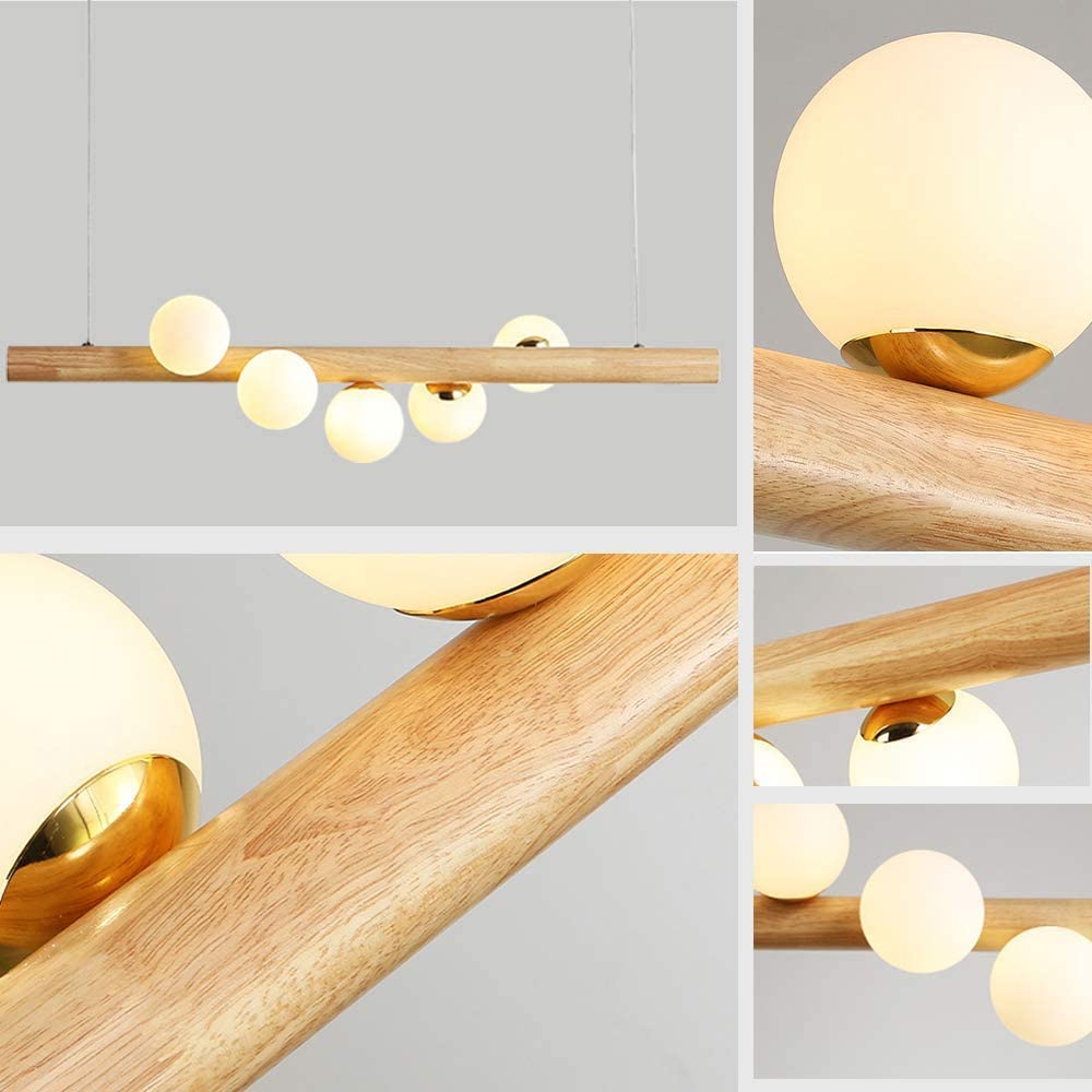 Valentina Glass Bubble Pendant Light Wood/Walnut