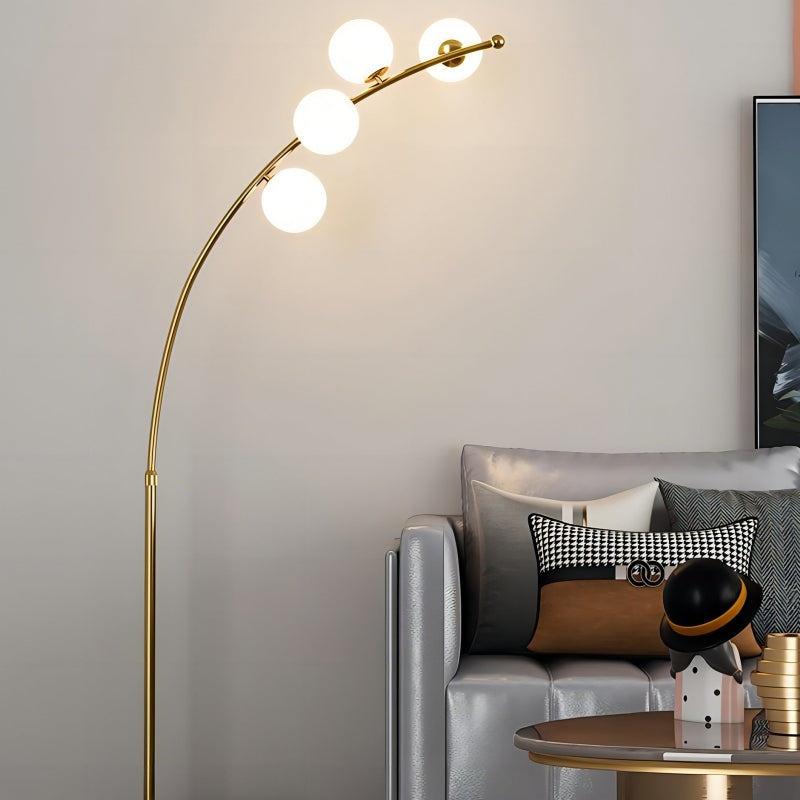 Valentina Modern Arc Multi Head Bubble Floor Lamp Black/Gold