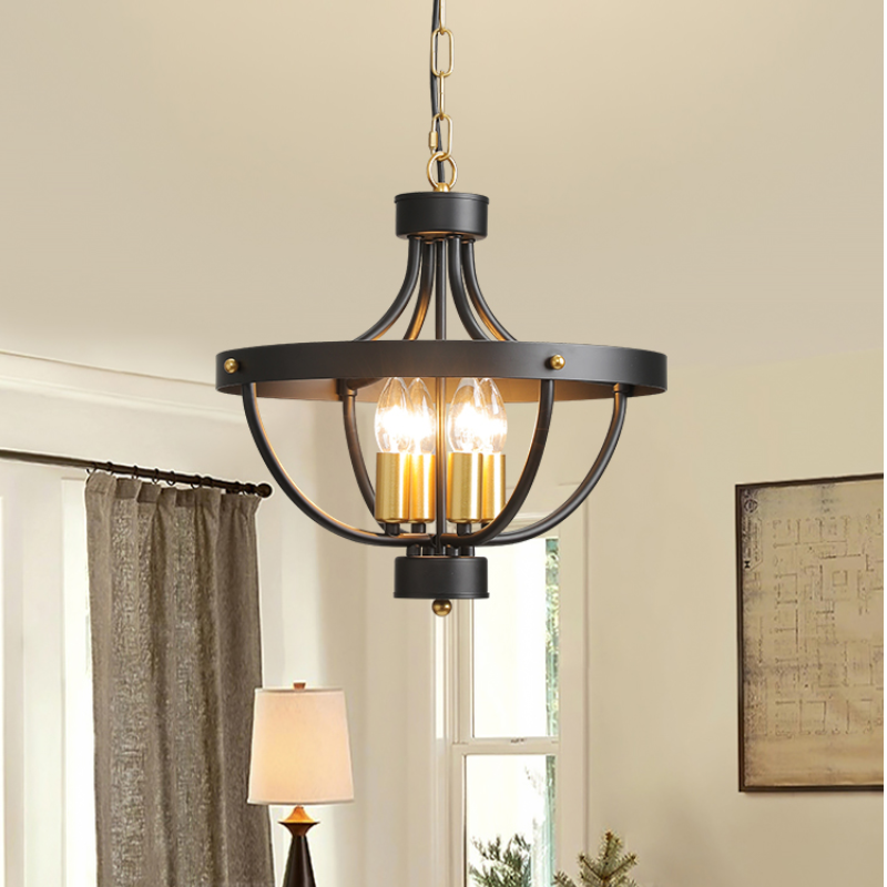 Alessio Vintage LED Pendant Light Matte Black Metal Dining Room