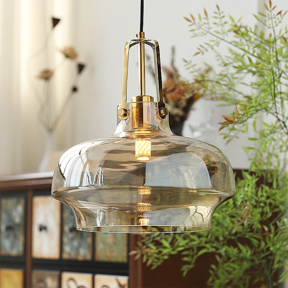 Hailie Modern Unique Shaped Pendant Light Glass Metal Living Room Dining Room