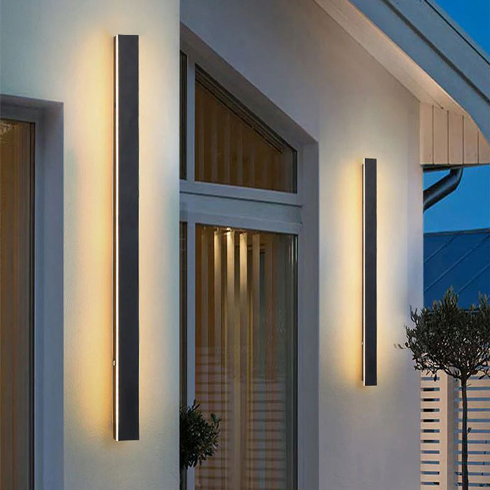 Edge Minimalist Linear Metal Outdoor Wall Lamp, Black, Balcony/Terrace