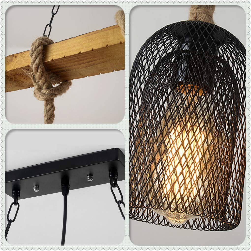 Epoch Minimalist LED Design Pendant Light Black Metal/Rope Bar/Cafe