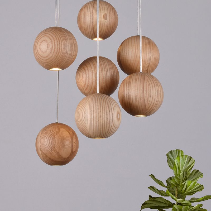 Ozawa Pendant Light Globe Minimalist Cluster Wood Kitchen Island