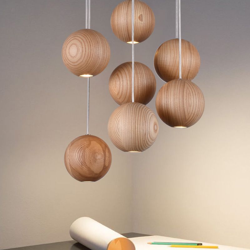 Ozawa Pendant Light Globe Minimalist Cluster Wood Kitchen Island