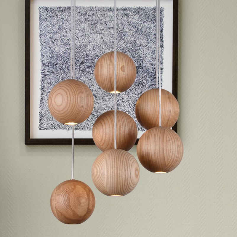 Ozawa Pendant Light Globe Minimalist Cluster Wood Kitchen Island