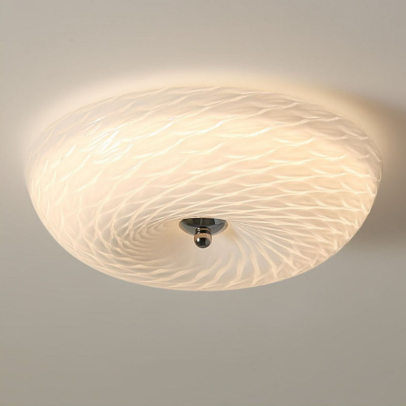 Hailie Design Flush Mount Ceiling Light Metal/Glass White Living Room