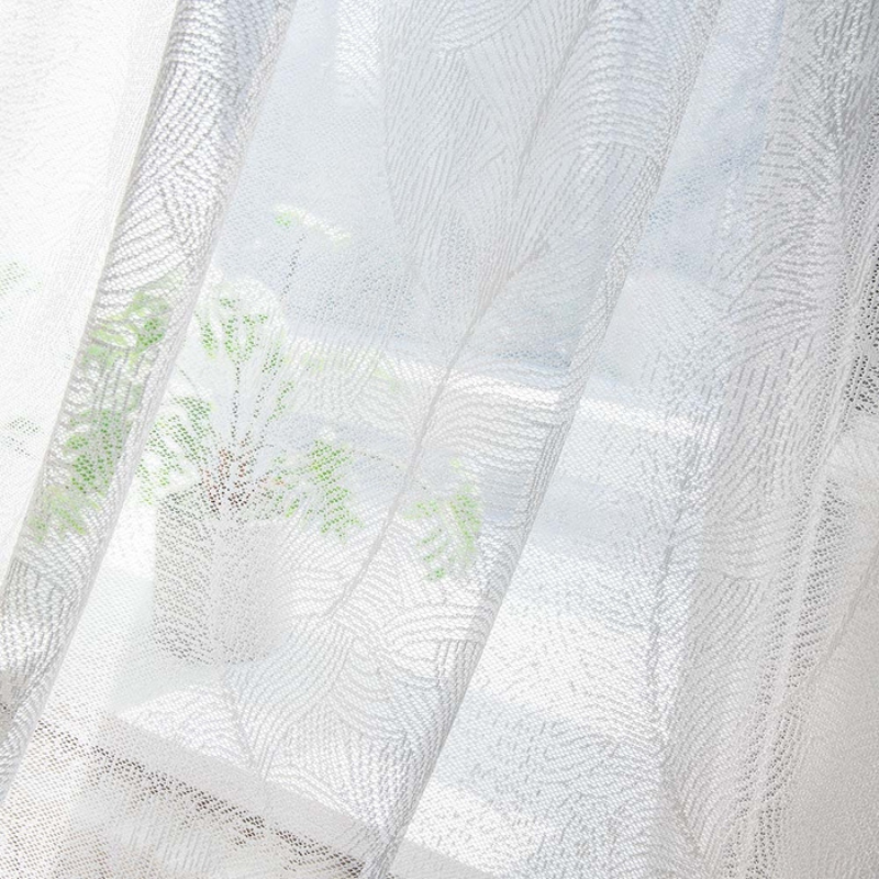 Mia Leaf Pattern Sheer Curtains Pleated