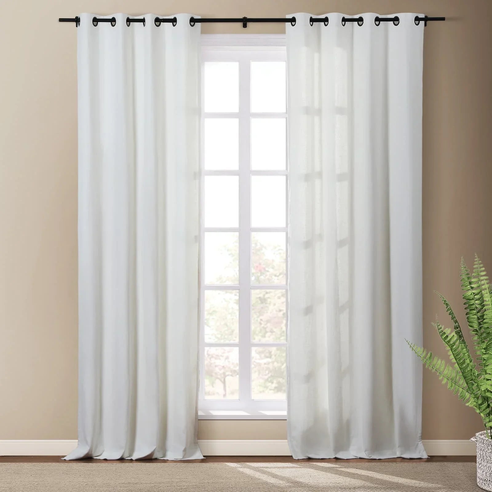 Fibra Design Linen Cotton Textured Curtain Grommet, Living/Bedroom