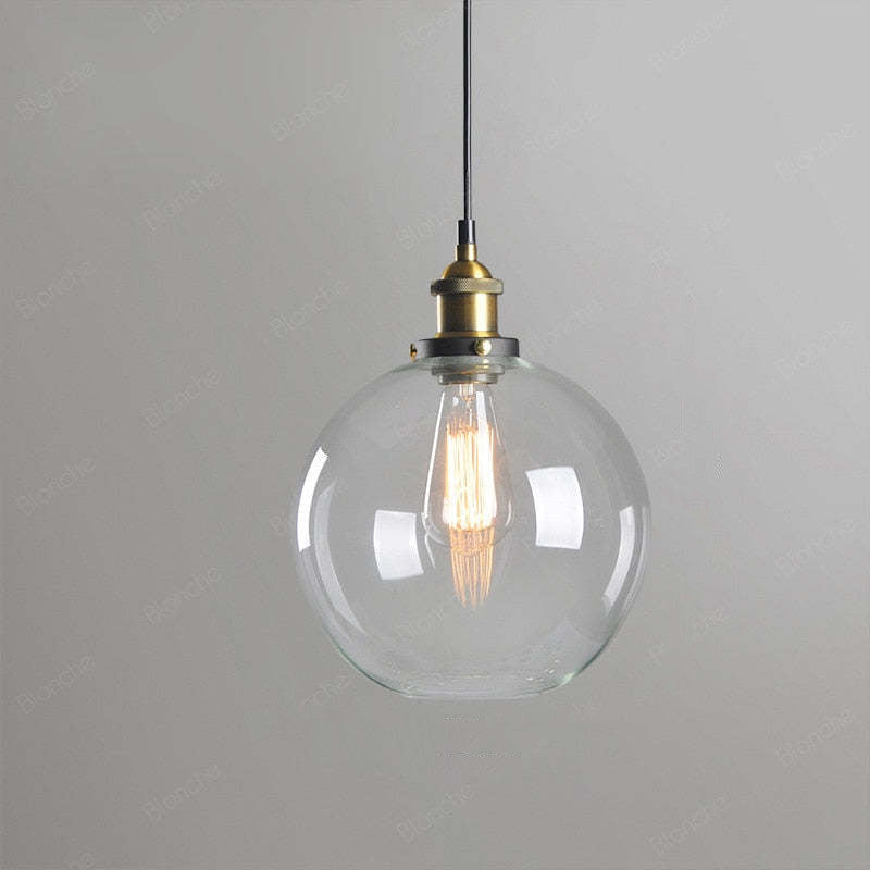 Levy Industrial Glass Pendant Light Clear/Amber/Smoke Grey
