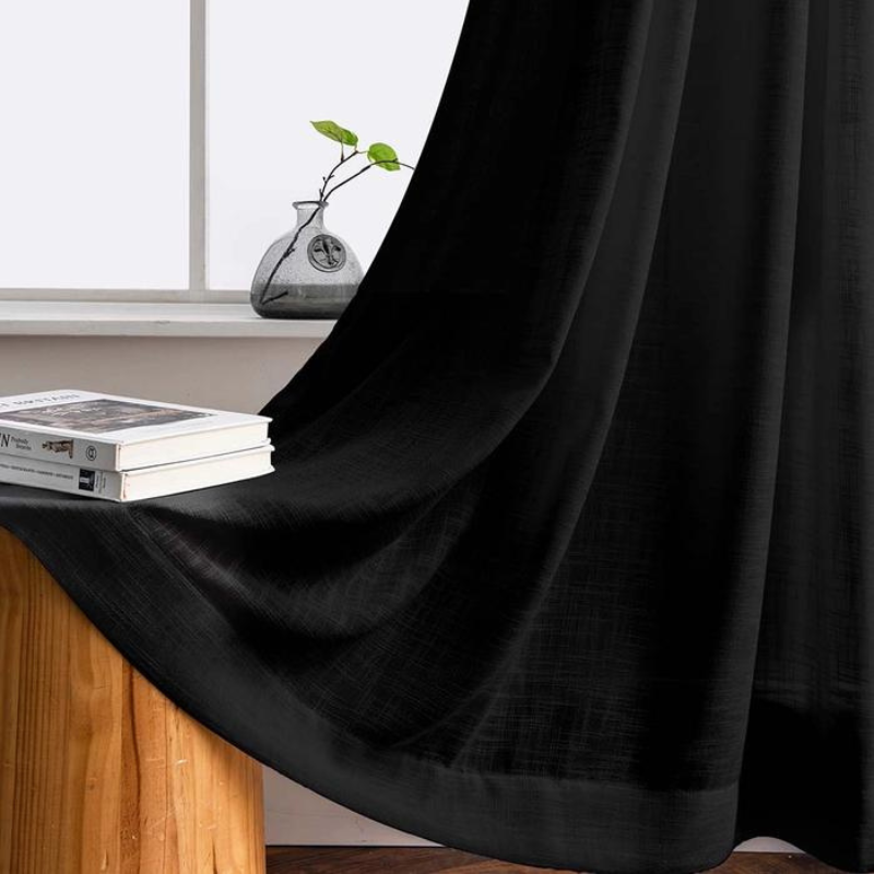 Ela Linen Semi Sheer Curtains Pleated