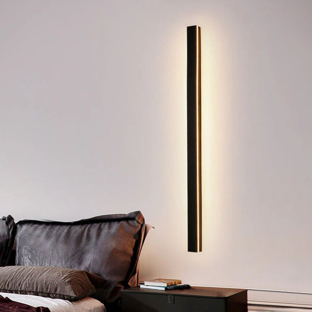 Edge Minimalist Linear Metal Outdoor Wall Lamp, Black, Balcony/Terrace