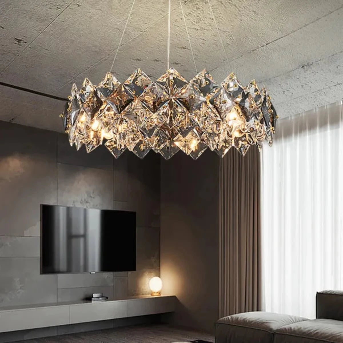 Marilyn Modern 6-Light Tiered Crystal Chandelier With Adjustable Cables