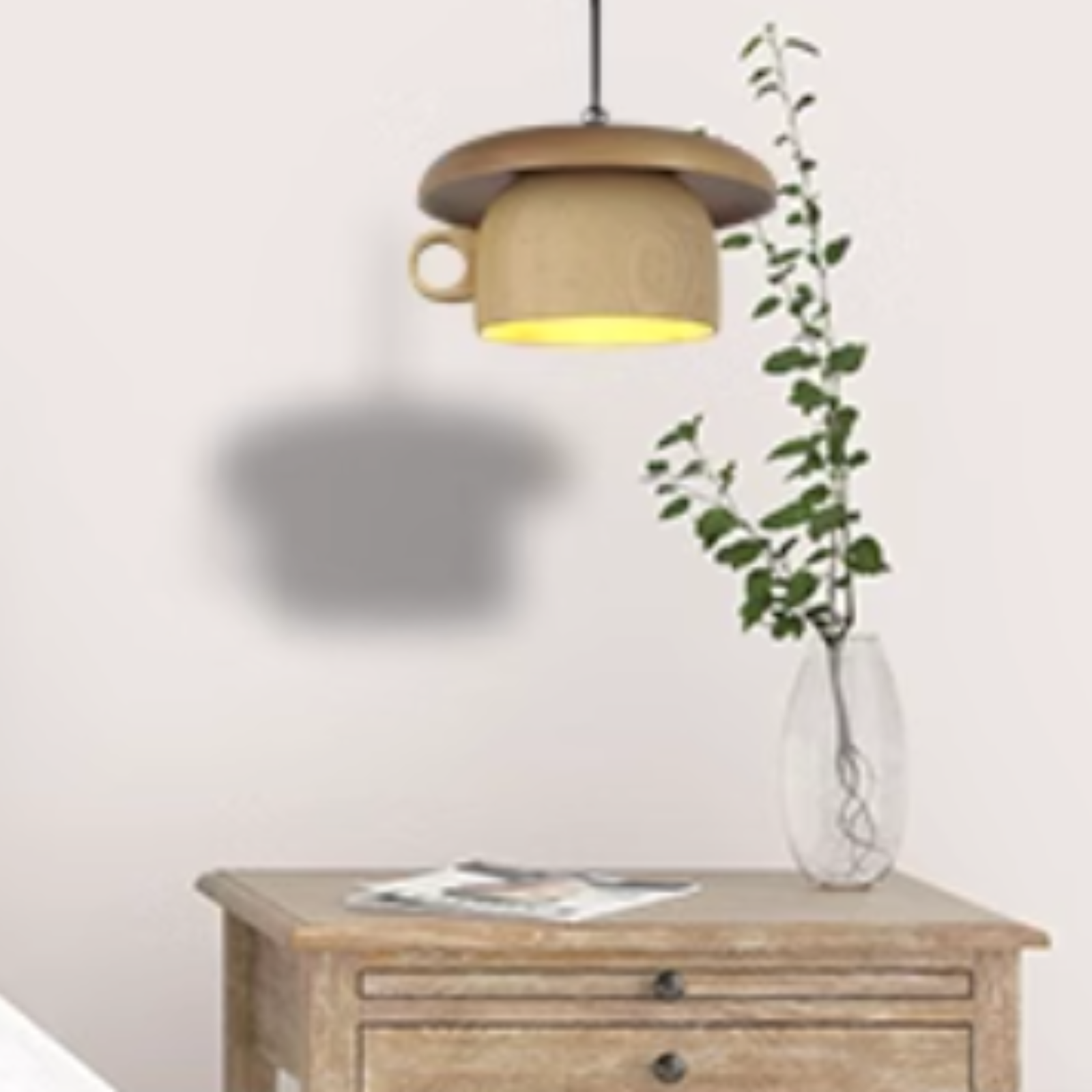 Hailie Vintage Wood Cup Pendant Light Bedroom