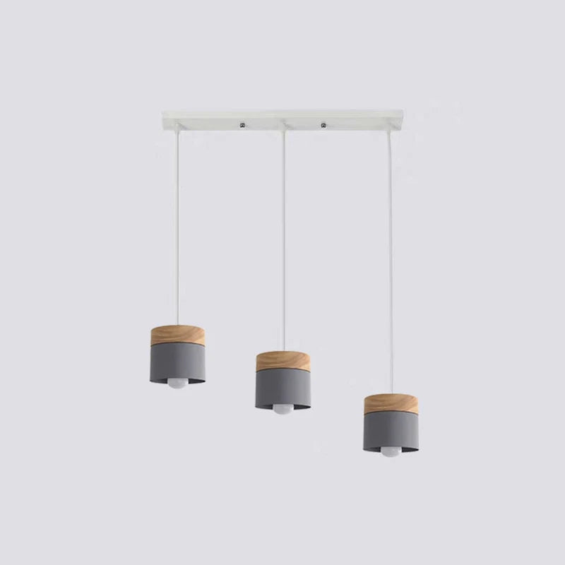 Morandi Modern Can Shape Metal/Wood Pendant Light