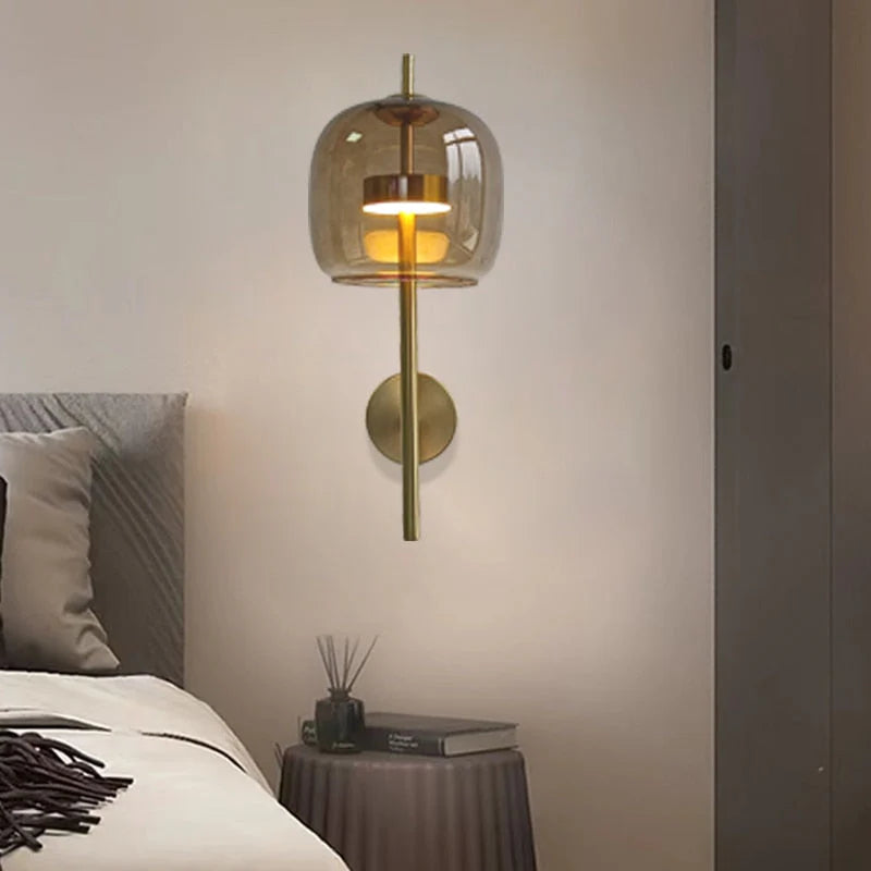 Quinn Modern Indoor Wall Lamp Metal Glass Bedroom