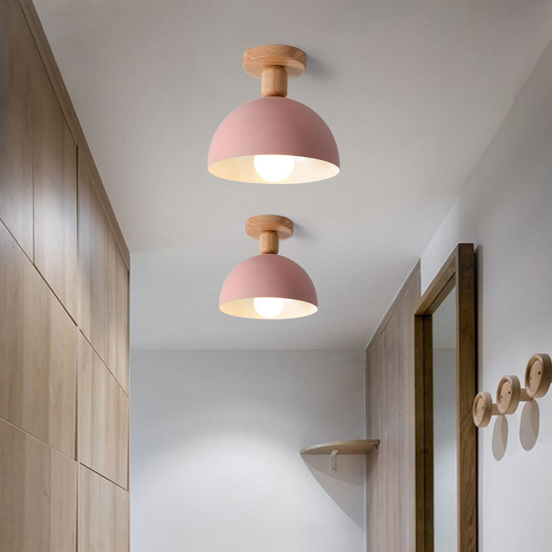 Ozawa Modern LED Wood Dome Ceiling Light