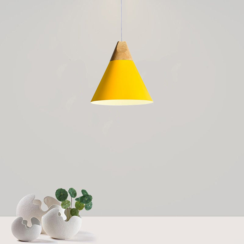 Morandi Multi-Shaped Wood And Metal Pendant Light, 6 Colors