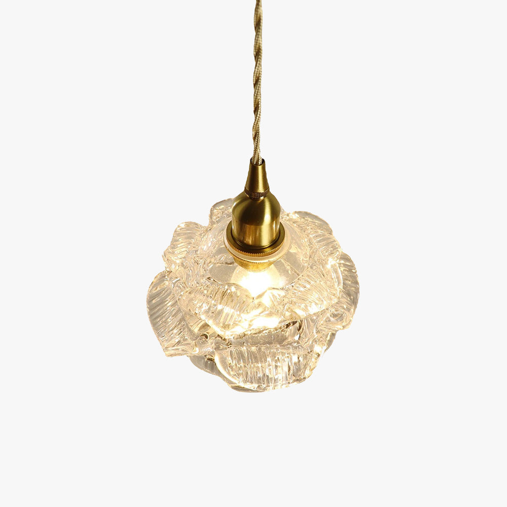 Hailie Romantic Retro Rose Pendant Light Clear Glass Bedroom