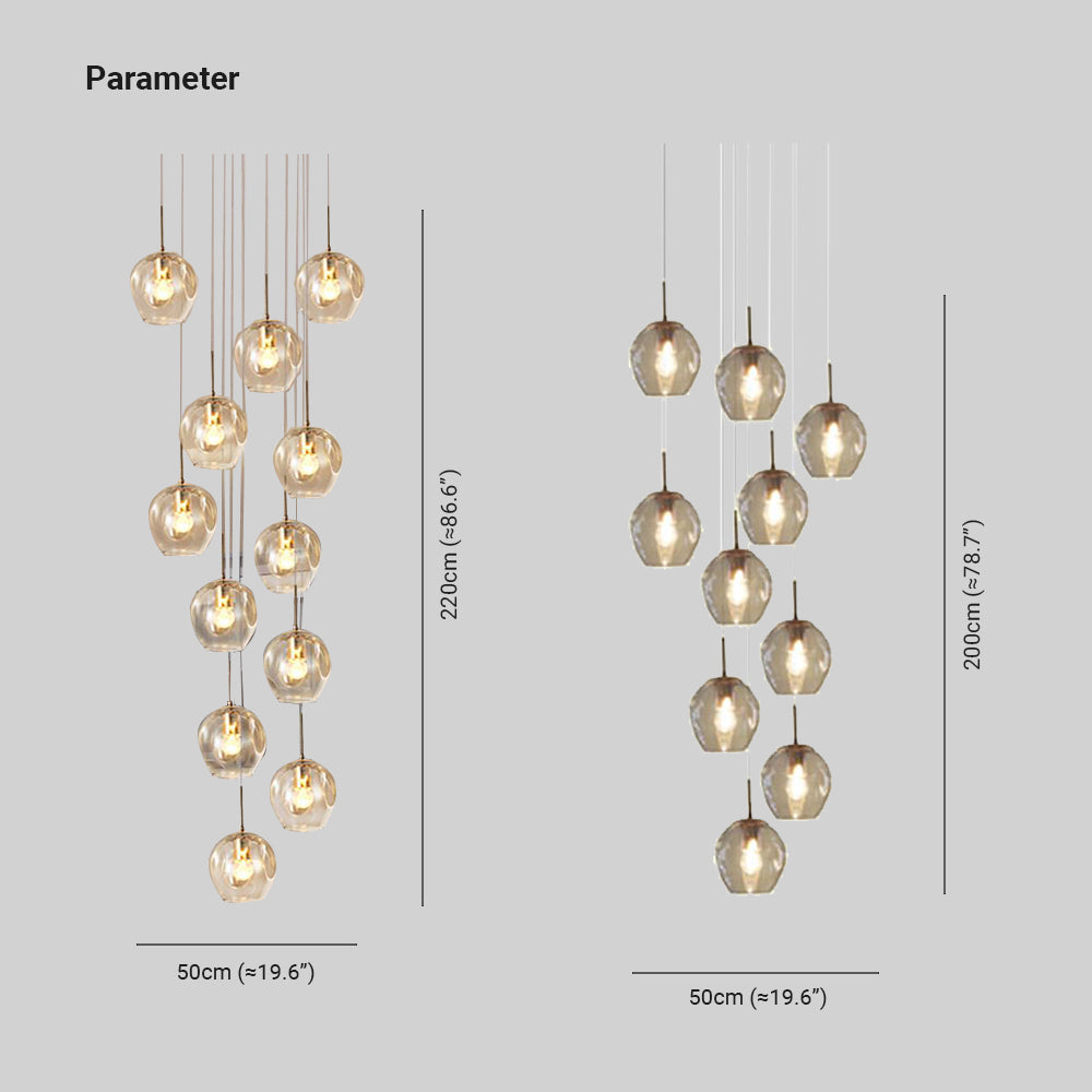 Hailie Modern Ball Glass Chandelier Gold Living Room Staircase