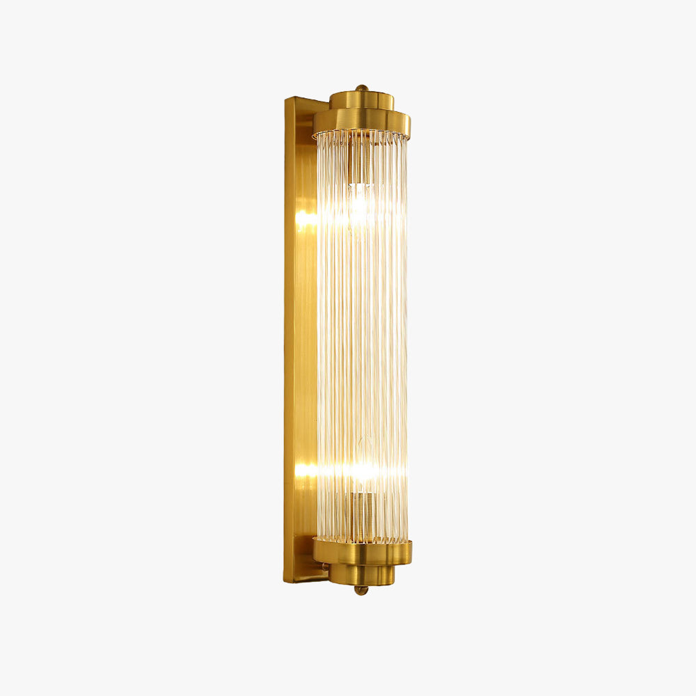 Kristy Modern Cylindrical Metal/Crystal Mirror Front Wall Lamp, Gold