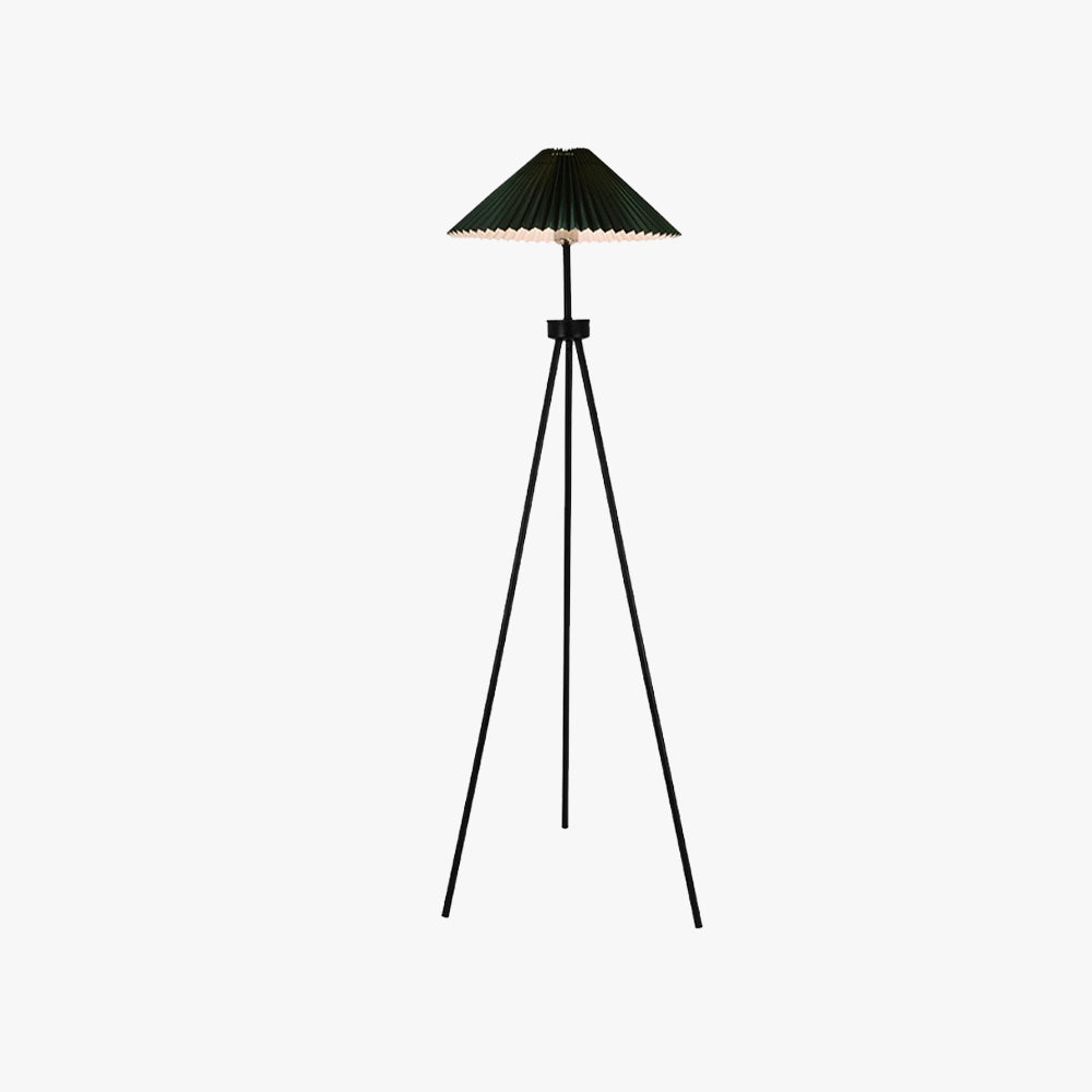 Ozawa Modern Pleated Tripod Wood Fabric Floor Lamp