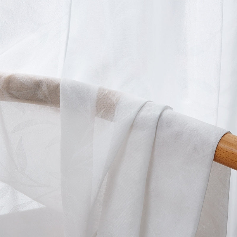 Ava Leave Pattern White Sheer Curtains Grommet