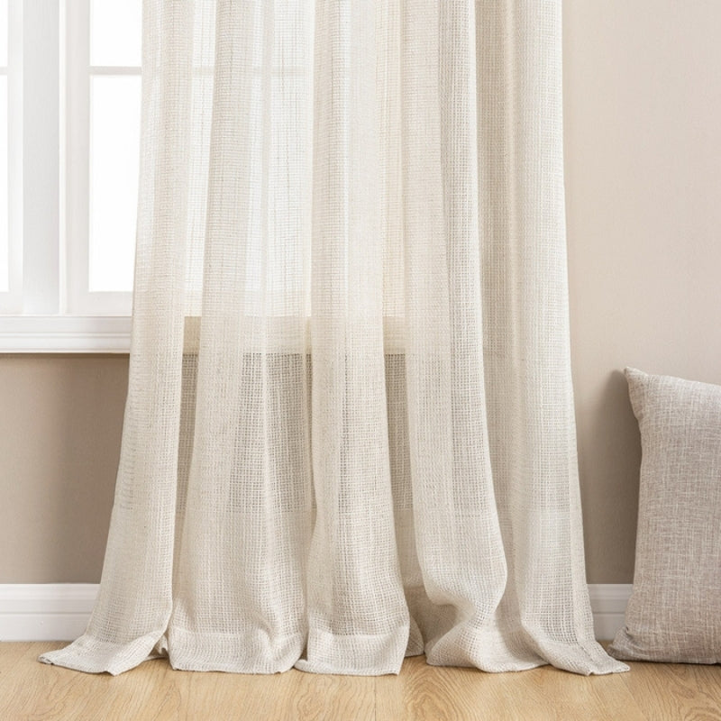 Eden Soft Weave Texture Sheer Curtains Linen Pleated