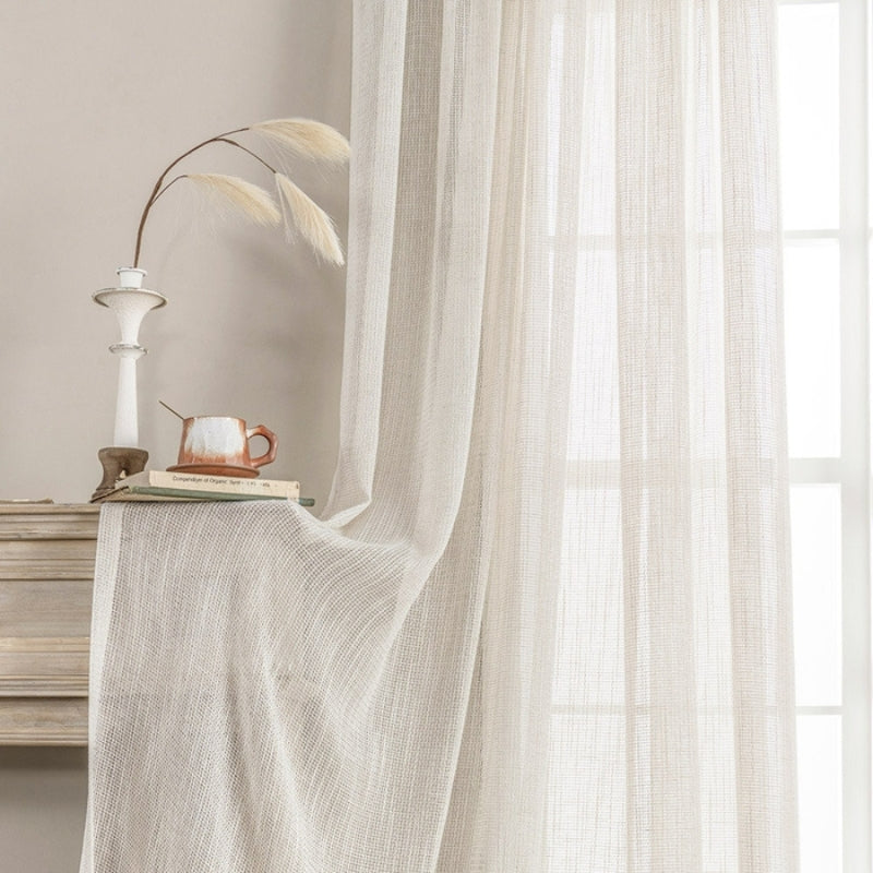 Eden Soft Weave Texture Sheer Curtains Linen Pleated