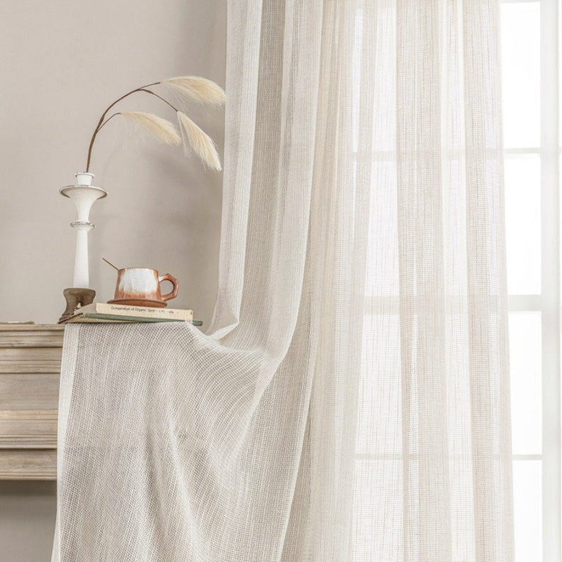 Eden Soft Weave Texture Sheer Curtains Linen Soft Top