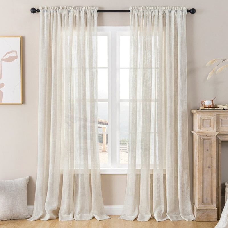 Eden Soft Weave Texture Sheer Curtains Linen Soft Top
