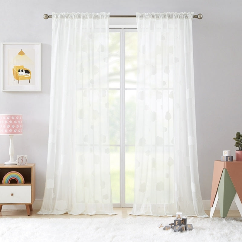 Nora Cloud Pattern Sheer Curtains Soft Top