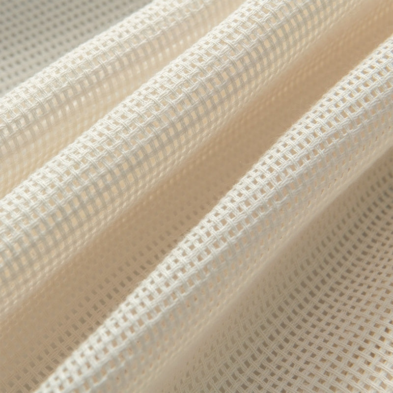 Bella Checkered Weave Texture Sheer Curtains Pleated