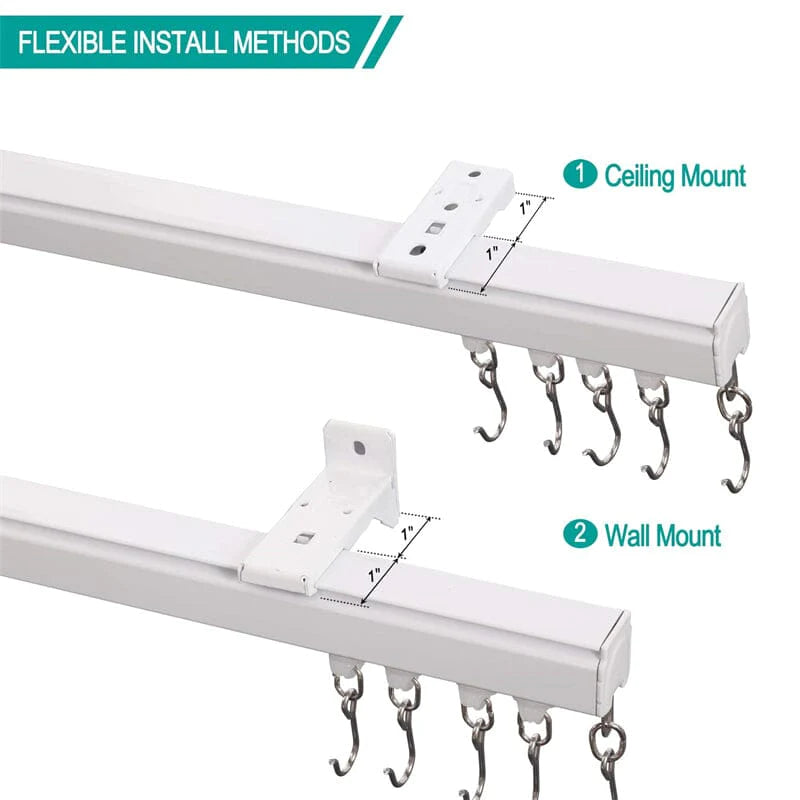 Ceiling or Wall Mounted Pulse Track Kit For Drapery Curtain Room Divider M3
