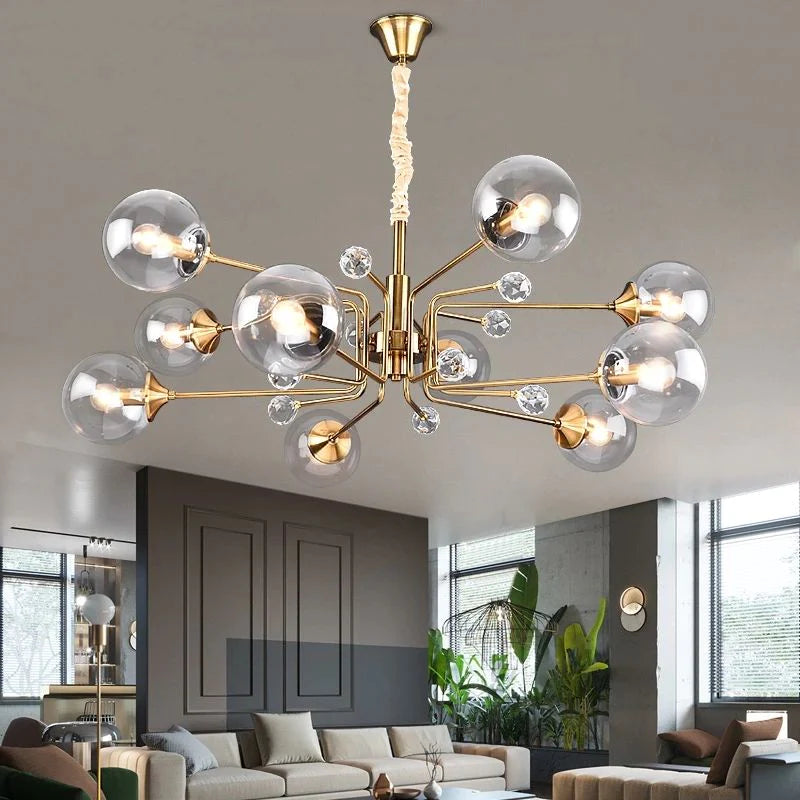 Valentina Nordic Modern Chandelier Clear/Grey Metal Living Room