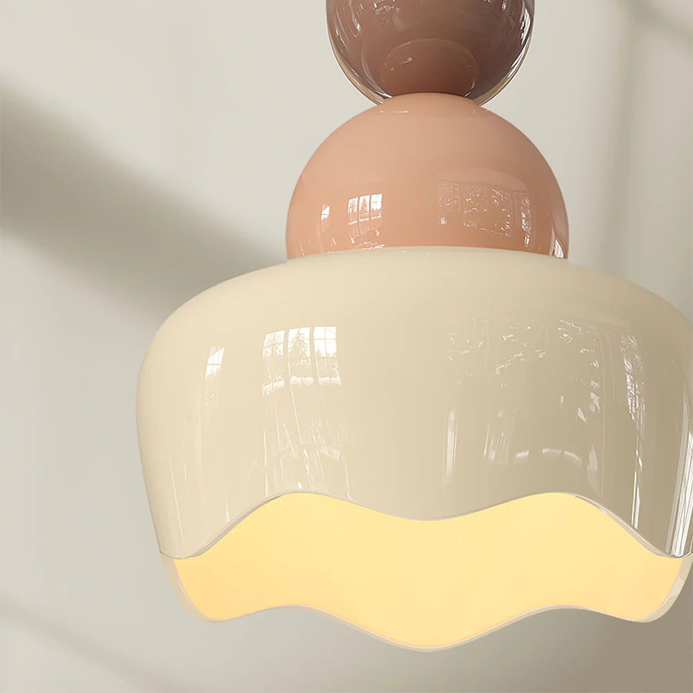 Morandi Sunny Rain Doll LED Pendant Light Cream Resin Bedroom